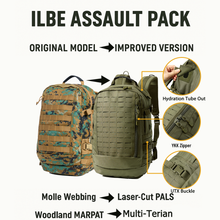 画像をギャラリービューアに読み込む, ILBE 2.0 Assault Pack 45L – Olive Drab Tactical Backpack with Laser-Cut MOLLE Panels & Hydration System for Outdoor, Military, Hiking