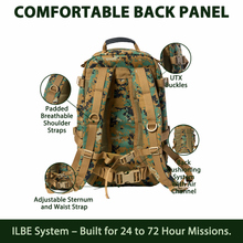 画像をギャラリービューアに読み込む, ILBE 2.0 Assault Pack 45L – Marpat woodland Tactical Backpack with Laser-Cut MOLLE Panels & Hydration System for Outdoor, Military, Hiking