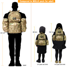 Load image into Gallery viewer, AKmax Mini MOLLE Kids Pack – “Little Ranger” Military Style Daypack with Modular Side Pouches – US Design – Ages 3–8