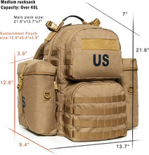 Load image into Gallery viewer, MOLLE Medium Rucksack – Coyote | 60L Modular Expedition Pack with External Frame and MOLLE Grid - AKmax