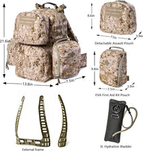 Load image into Gallery viewer, Skywalker MOLLE Medium Rucksack – MARPAT Desert | Laser-Cut 55L Pack with EVA Side Shells & External Frame - AKmax
