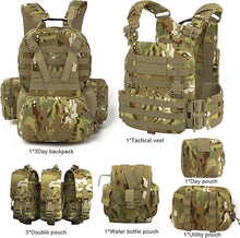Load image into Gallery viewer, Modular Tactical Assault System – Multicam | Quick-Release Vest & Assault Pack Combo with 9 MOLLE Pouches - AKmax