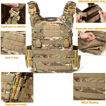 Load image into Gallery viewer, MOLLE Modular Tactical Vest – Multicam | Adjustable Quick-Release Plate Carrier with MOLLE PALS Grid - AKmax