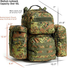 Load image into Gallery viewer, MOLLE Medium Rucksack – Flecktarn Camo | Modular 60L Load Pack with External Frame for Forest Terrain - AKmax