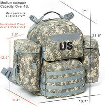Load image into Gallery viewer, MOLLE Medium Rucksack – UCP | Modular 60L Load Pack with Frame Support in Universal Camo - AKmax
