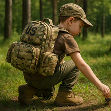 Load image into Gallery viewer, AKmax Mini MOLLE Kids Pack – “Little Ranger” Military Style Daypack with Modular Side Pouches – US Design – Ages 3–8