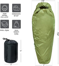 Load image into Gallery viewer, USGI Patrol Sleeping Bag – Olive Drab | Lightweight Modular Sleep System Bag for 30°F Field Use - AKmax
