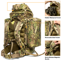 Load image into Gallery viewer, AKmax PLCE Pro 120L Military Tactical Modular Rucksack – Laser-Cut MOLLE Backpack, Hydration Ready (Camouflage / Marpat Woodland)