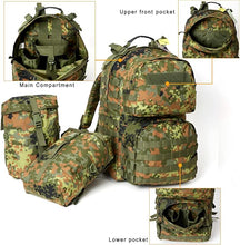 Load image into Gallery viewer, MOLLE Medium Rucksack – Flecktarn Camo | Modular 60L Load Pack with External Frame for Forest Terrain - AKmax