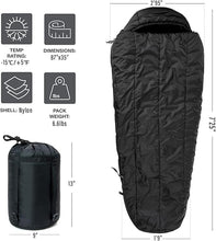 Load image into Gallery viewer, USGI Intermediate Cold Weather Sleeping Bag – Black | -10°F Rated Military Sleeping Bag for Modular Systems - AKmax
