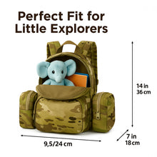 Load image into Gallery viewer, AKmax Mini MOLLE Kids Pack – “Little Ranger” Military Style Daypack with Modular Side Pouches – US Design – Ages 3–8