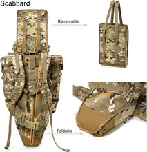 Load image into Gallery viewer, MT Military Hunting Rucksack with Detachable Rifle Carry System – 77L Backpack with Aluminum External Frame for Camping, Hunting, and Hiking