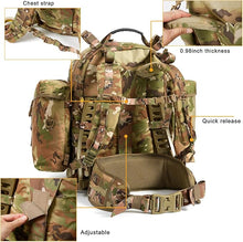 Load image into Gallery viewer, MOLLE Medium Rucksack – OCP | 60L Modular Load Pack with Frame for Field Deployment - AKmax