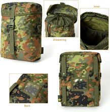 Load image into Gallery viewer, MOLLE Medium Rucksack – Flecktarn Camo | Modular 60L Load Pack with External Frame for Forest Terrain - AKmax