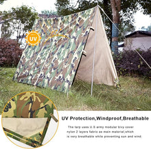 Load image into Gallery viewer, AKmax Military Army Camping Tarp Waterproof Hammock Rain Fly Tent Tarps with Poles for Backpacking, Camping, Hiking, Woodland Camo