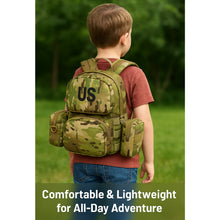 Load image into Gallery viewer, AKmax Mini MOLLE Kids Pack – “Little Ranger” Military Style Daypack with Modular Side Pouches – US Design – Ages 3–8
