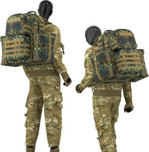 Load image into Gallery viewer, MOLLE Medium Rucksack – Flecktarn Camo | Modular 60L Load Pack with External Frame for Forest Terrain - AKmax
