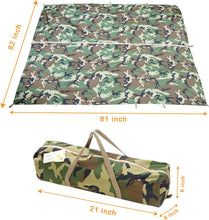 Load image into Gallery viewer, AKmax Military Army Camping Tarp Waterproof Hammock Rain Fly Tent Tarps with Poles for Backpacking, Camping, Hiking, Woodland Camo