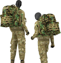 Load image into Gallery viewer, MOLLE Medium Rucksack – Woodland Camo | Classic 60L Load Pack with Frame for Forest Operations - AKmax