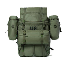 Load image into Gallery viewer, MOLLE Large Rucksack – Ranger Green | Full Modular Backpack System with Frame, Harness, Side Pouches & Waist Pack - AKmax