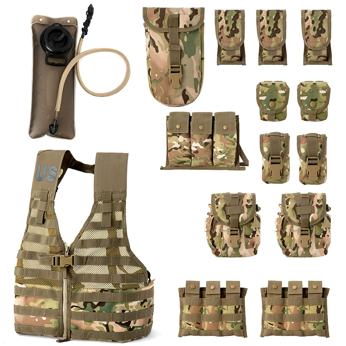 MOLLE FLC Vest System – Full Camouflage Loadout with