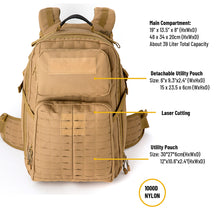 画像をギャラリービューアに読み込む, Akmax Military Adventure 48H Bug-Out Bag Outdoor Hiking Backpack Coyote - AKmax Military