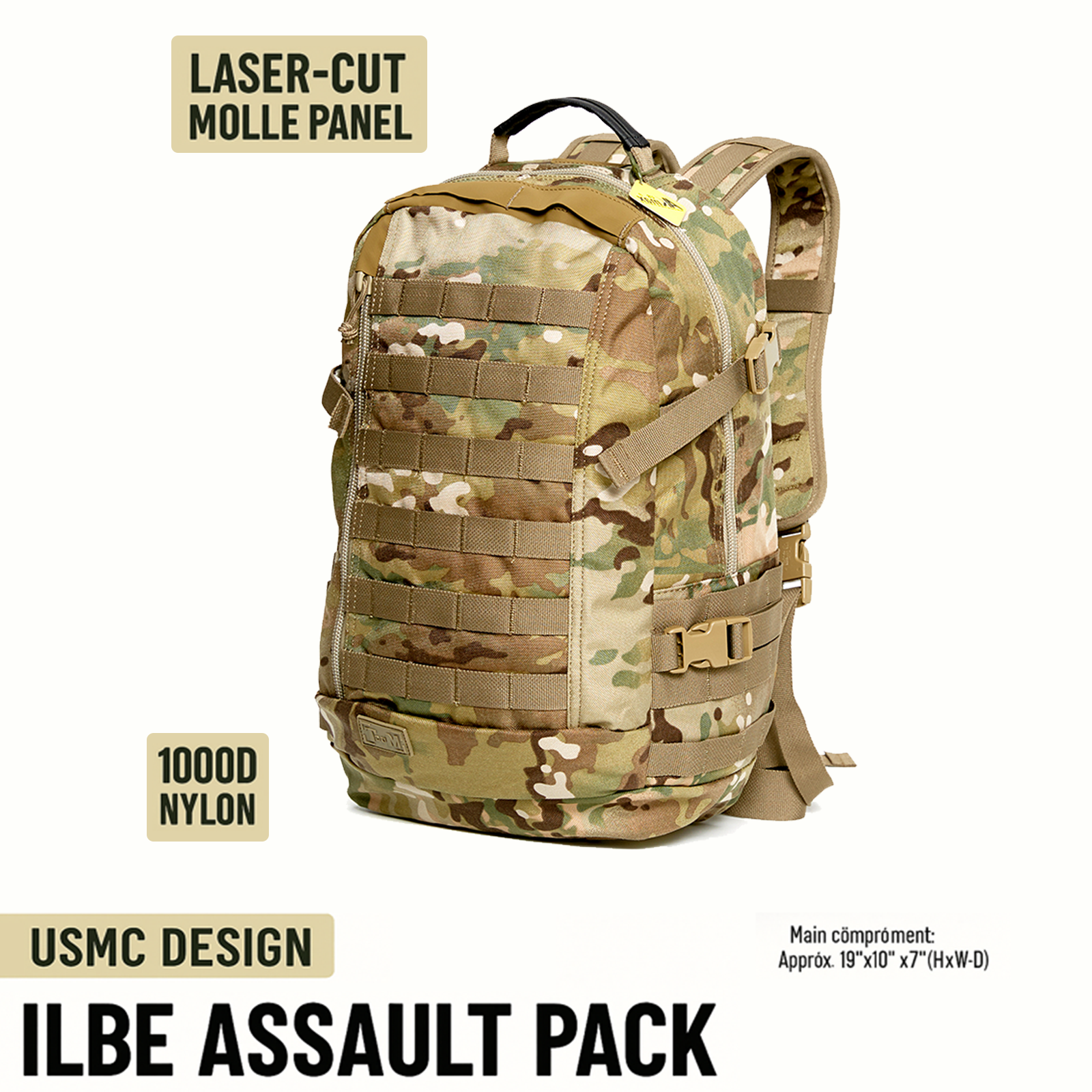 ILBE 1.0 Assault Pack 45L –Camouflage Tactical Military Backpack with MOLLE System & Hydration Compatibility for Outdoor, Hiking, Rucking
