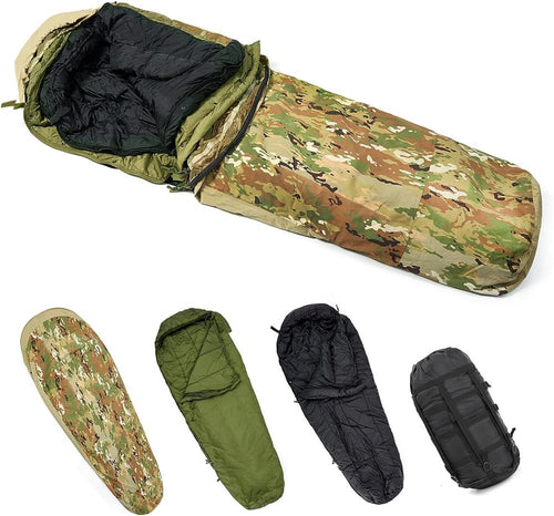 Akmax Modular Sleeping Bags System, Multi Layered with Bivy Cover for All Season OCP - AKmax Military