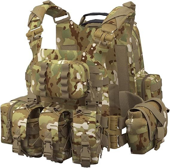 Modular Tactical Assault System – Multicam | Quick-Release Vest & Assault Pack Combo with 9 MOLLE Pouches - AKmax