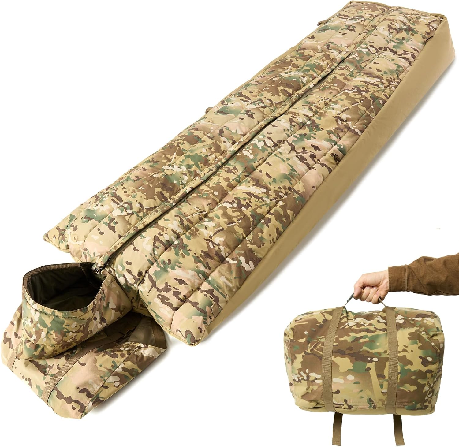 MT British Army Pattern 1958 Style Sleeping Bag – Military Tactical Roll-up Sleep System with Compression Sack, Waterproof & Warm, Outdoor Survival Gear Multi-Terrain