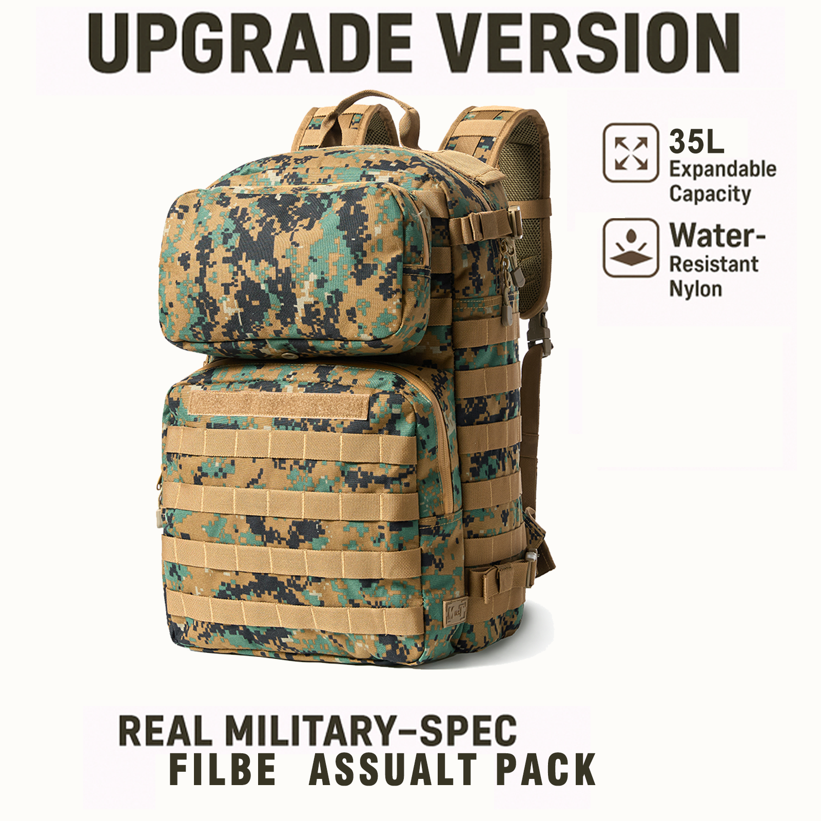 FILBE 1.0 Assault Pack – Military Tactical Backpack with MOLLE System & Hydration Compatibility, 30L Capacity