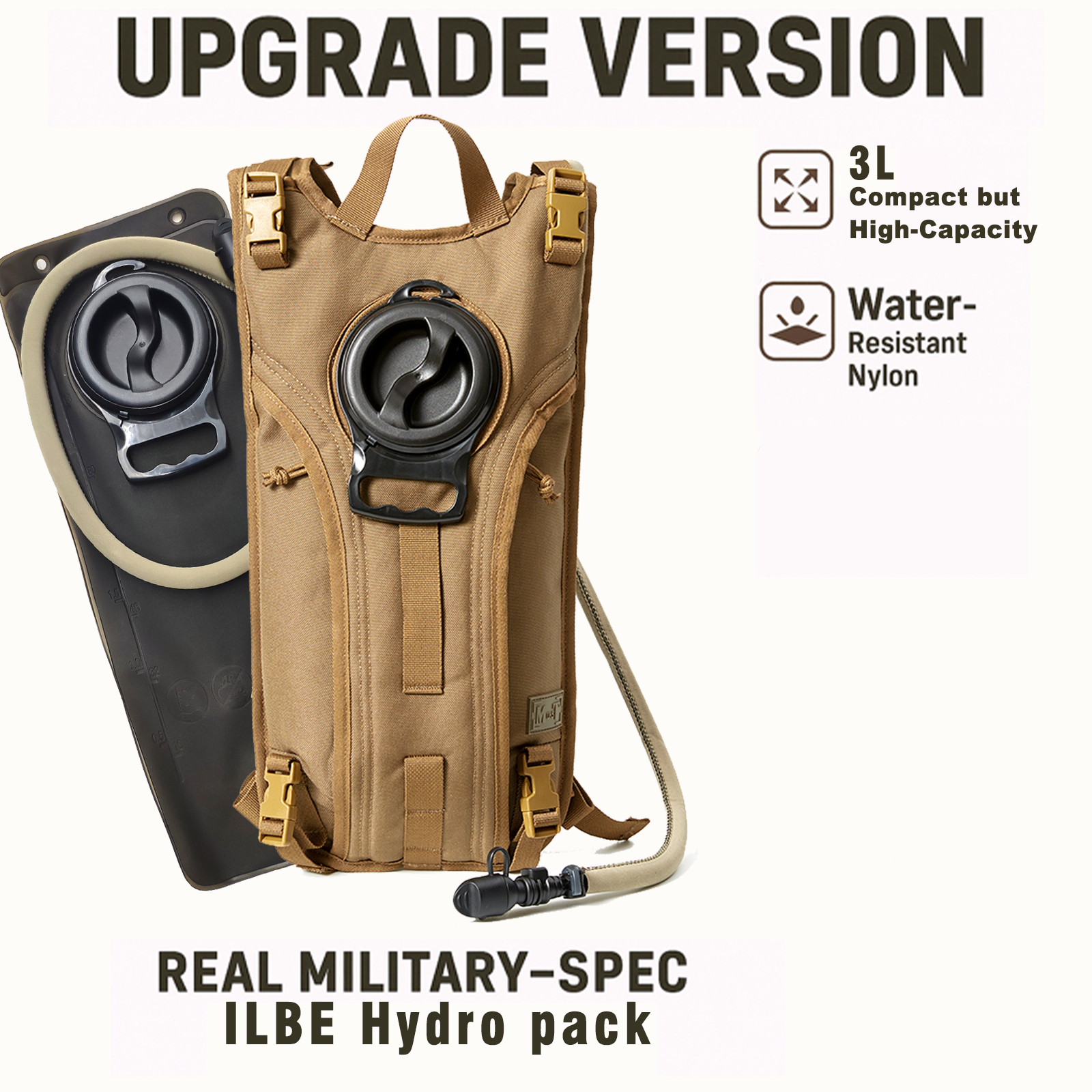 USMC ILBE Hydration Carrier – Multi-Terrain Camo, Includes 3L Bladder, Military MOLLE Water Pack