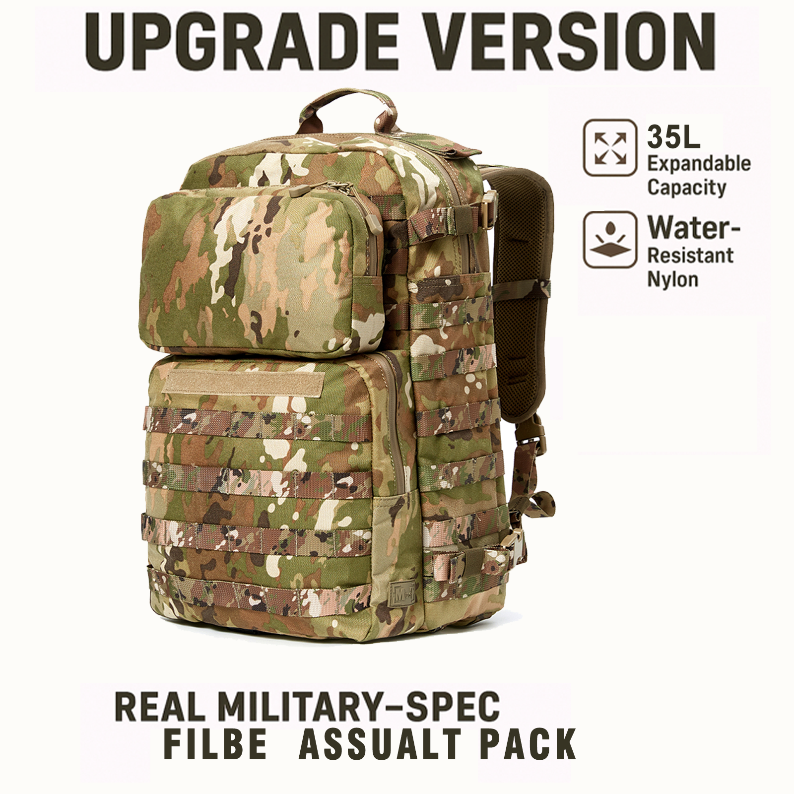 FILBE 1.0 Assault Pack – Military Tactical Backpack with MOLLE System & Hydration Compatibility, 30L Capacity