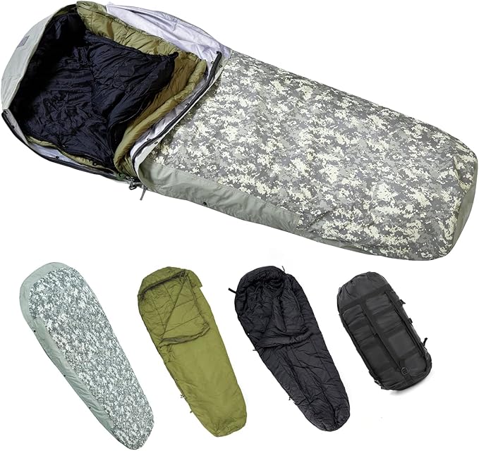 USGI Modular Sleep System – UCP Camo | 4-Piece Cold Weather Sleeping Kit with Waterproof BiVy Cover - AKmax