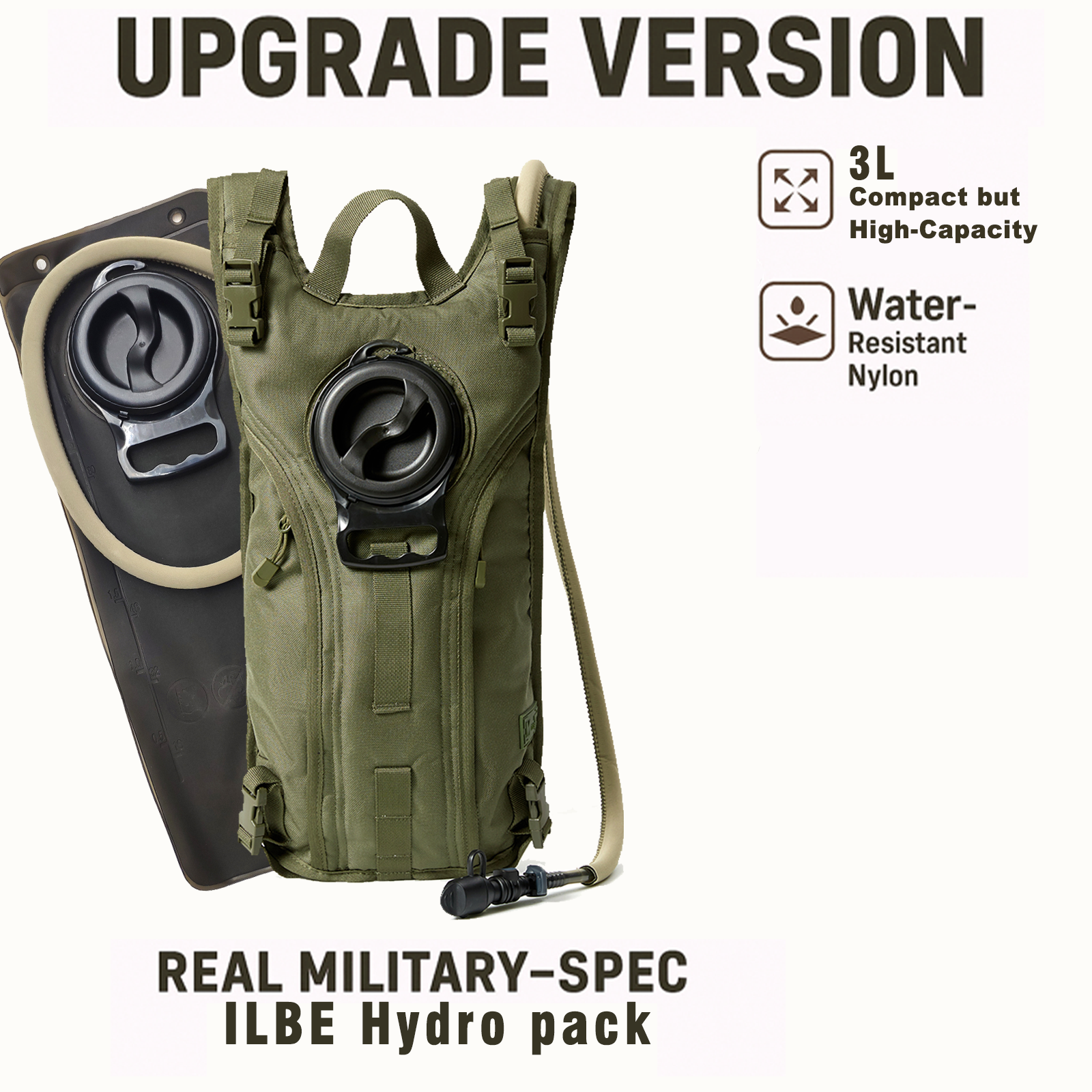 USMC ILBE Hydration Carrier – Multi-Terrain Camo, Includes 3L Bladder, Military MOLLE Water Pack