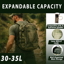 画像をギャラリービューアに読み込む, ILBE 2.0 Assault Pack 45L –FG Camo Tactical Backpack with Laser-Cut MOLLE Panels &amp; Hydration System for Outdoor, Military, Hiking
