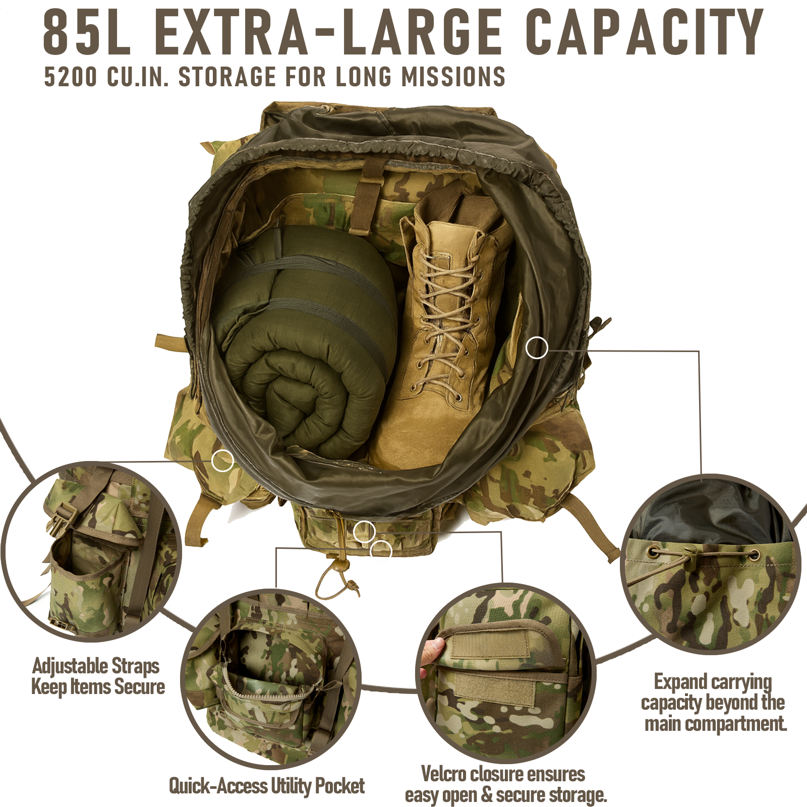 AKamx MOLLE 4000 Tactical Military Rucksack with Frame – 1:1 U.S.