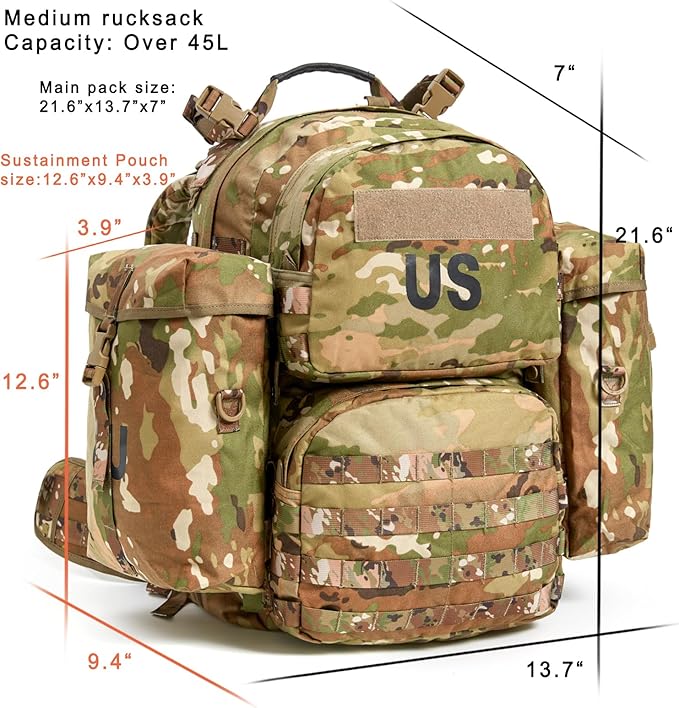 米軍 MOLLE ミディアムラックサック バックパック　マルチカム　OCP 45 米軍 MOLLE ミディアムラックサック バックパック マルチカム