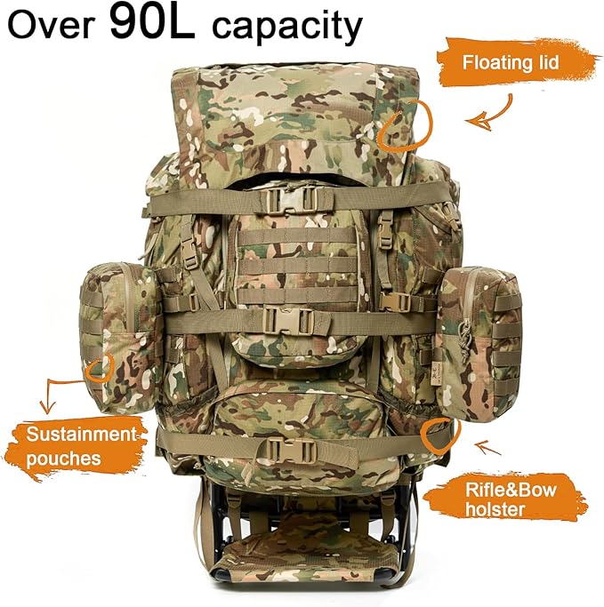 Iraklis External Frame Rucksack – Comouflage | 90L MOLLE Pack with ...