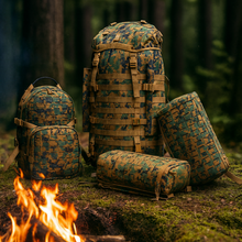 Load image into Gallery viewer, AKmax PLCE Pro 120L Military Tactical Modular Rucksack – Laser-Cut MOLLE Backpack, Hydration Ready (Camouflage / Marpat Woodland)

