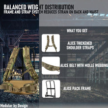 Load image into Gallery viewer, AKmax Military Alice Max Pro Pack Frame with, Kidney Pad &amp; Waist Belt (ALICE frame Max Multi-terrian)
