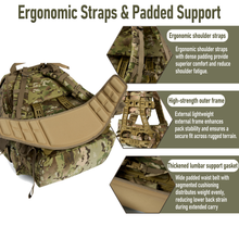 Load image into Gallery viewer, AKamx MOLLE 4000 Tactical Military Rucksack with Frame – 1:1 U.S. Airborne Replica Camouflage Army Backpack (85L+)
