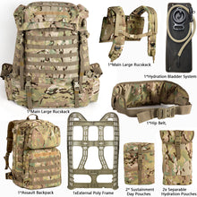 Load image into Gallery viewer, AKmax Assembly Rucksack Backpack Hydration Pack System with Frame and Hip Belt Camouflage
