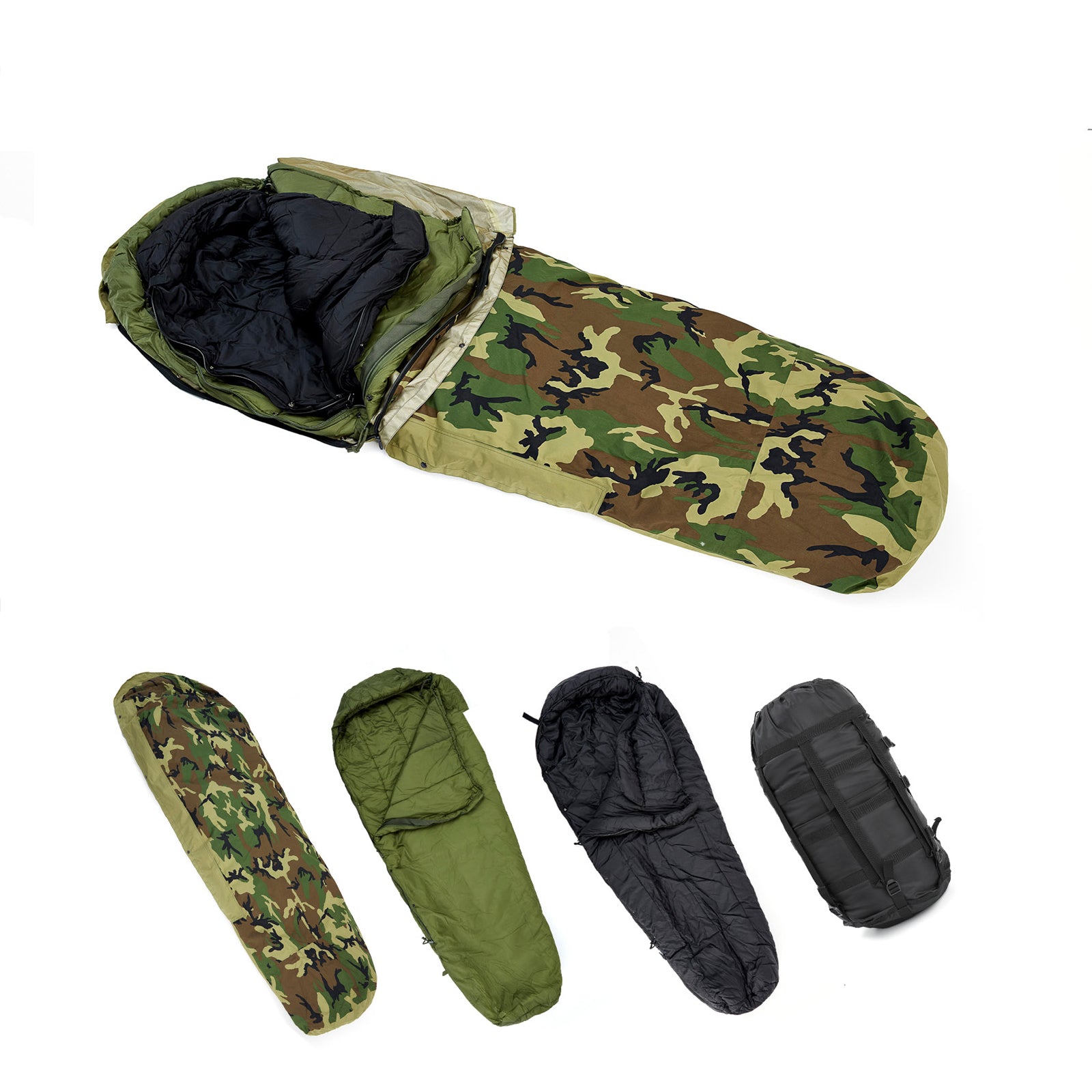 Akmax Military Waterproof All-Season Multifunctional Modular Sleeping Bag with Bivy Cover Woodland - AKmax Military