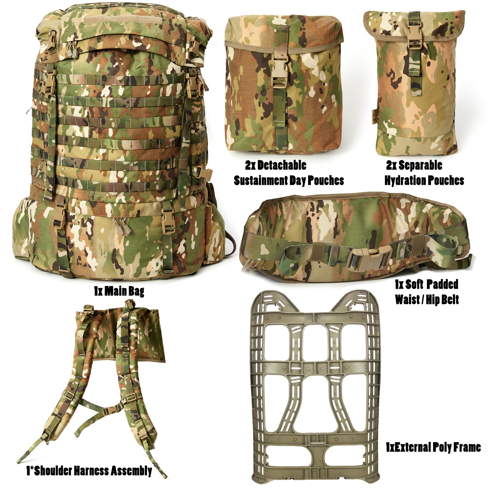 FILBE Main Pack – OCP Camo | 80L Tactical Rucksack with Frame