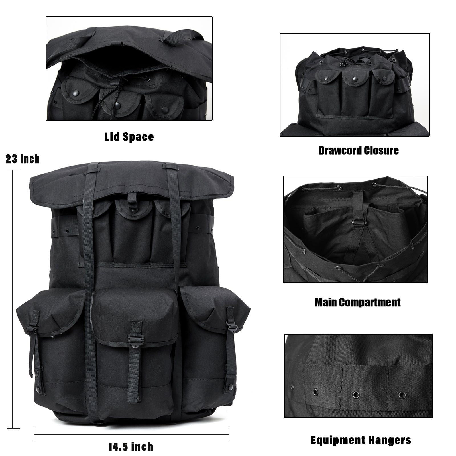 Akmax Alice Large Pack Survival Combat ALICE Rucksack Backpack Black – AKmax